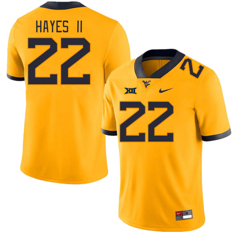 Men #22 Michael Hayes II West Virginia Mountaineers College Football Jerseys Stitched Sale-Gold